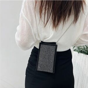 🌸. #1681.  Black Rhinestone Crossbody Bag